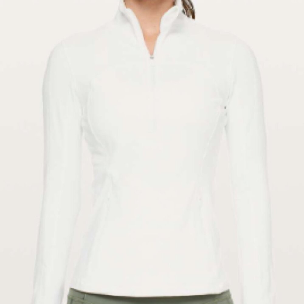 Lululemon Run Briskly 1/2 Zip, White, Size 10